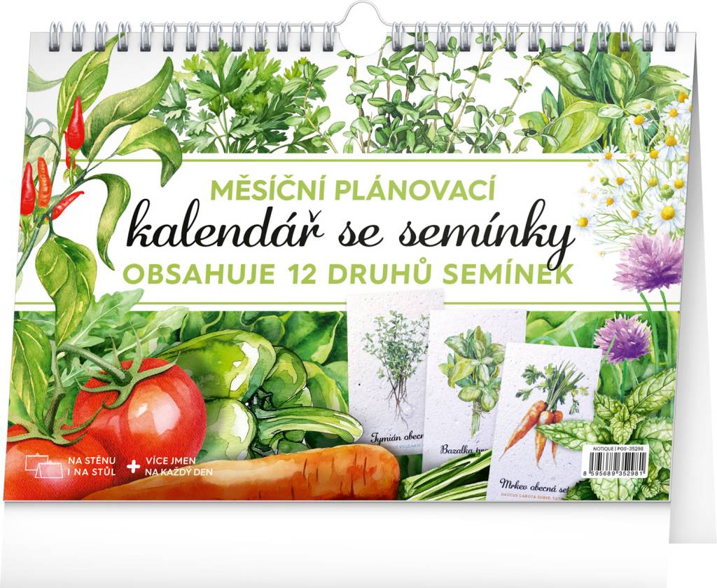 NOTIQUE Měsíční plánovací kalendář se semínky CZ 2026, 30 x 21 cm