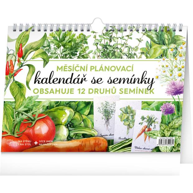 NOTIQUE Měsíční plánovací kalendář se semínky CZ 2026, 30 x 21 cm NOTIQUE Měsíční plánovací kalendář se semínky CZ 2026, 30 x 21 cm