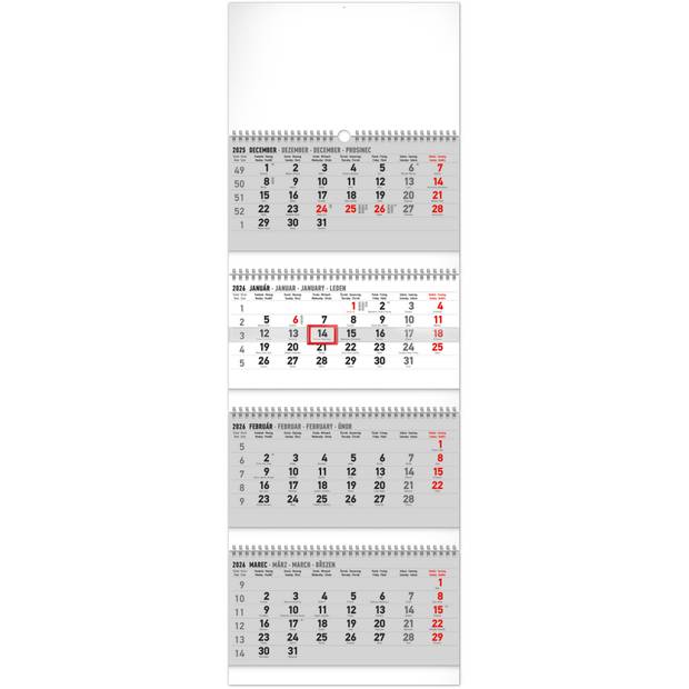 NOTIQUE Nástenný kalendár 4-mesačný štandard skladací 2026, 29,5 x 84,5 cm NOTIQUE Nástenný kalendár 4-mesačný štandard skladací 2026, 29,5 x 84,5 cm