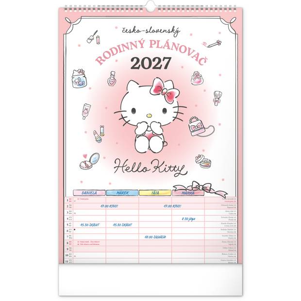 NOTIQUE Nástenný kalendár Rodinný plánovací Hello Kitty XL CZ/SK 2027, 33 x 46 cm NOTIQUE Nástenný kalendár Rodinný plánovací Hello Kitty XL CZ/SK 2027, 33 x 46 cm