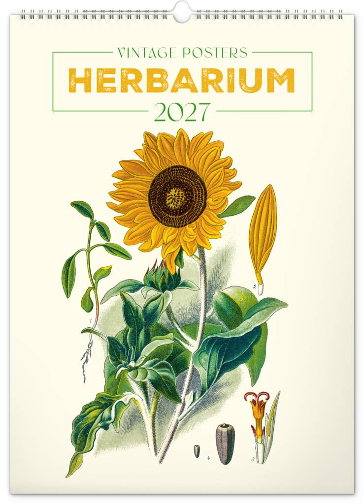 NOTIQUE Nástenný kalendár Vintage plagáty – herbár 2027, 33 x 46 cm