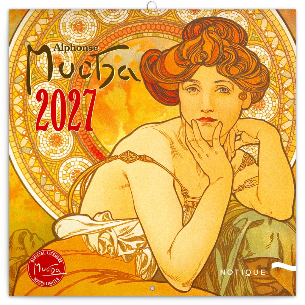 NOTIQUE Poznámkový kalendář Alfons Mucha  2027, 20 x 20 cm