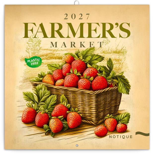 NOTIQUE Poznámkový kalendár Farmárske trhy 2027, PLASTIC FREE, 30 x 30 cm NOTIQUE Poznámkový kalendár Farmárske trhy 2027, PLASTIC FREE, 30 x 30 cm