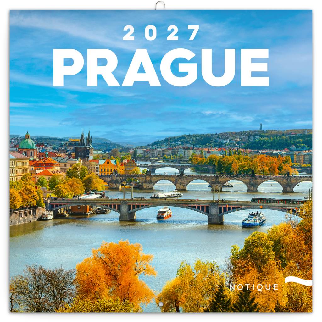 NOTIQUE Poznámkový kalendář Praha  2027, 20 x 20 cm