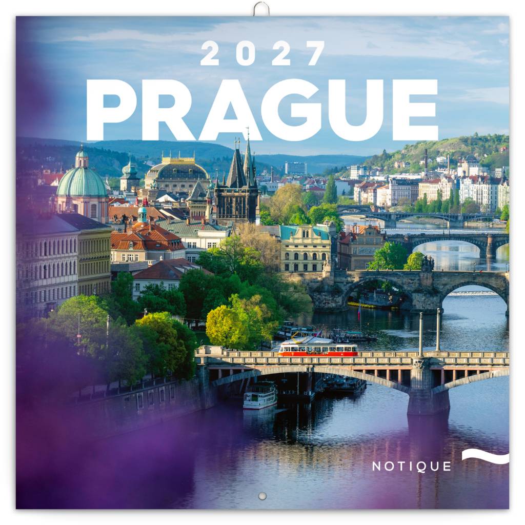 NOTIQUE Poznámkový kalendár Praha 2027, 30 x 30 cm