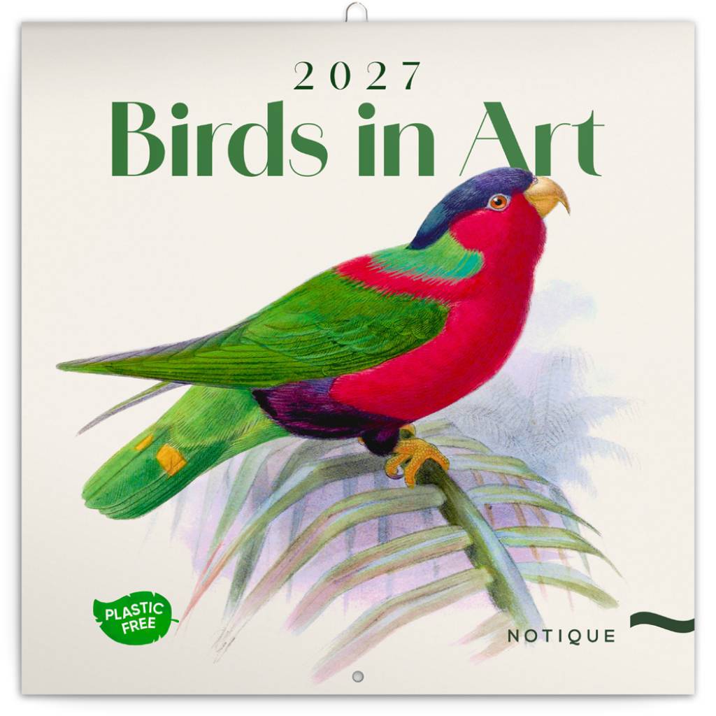 NOTIQUE Poznámkový kalendár Vtáčiky 2027, PLASTIC FREE, 30 x 30 cm