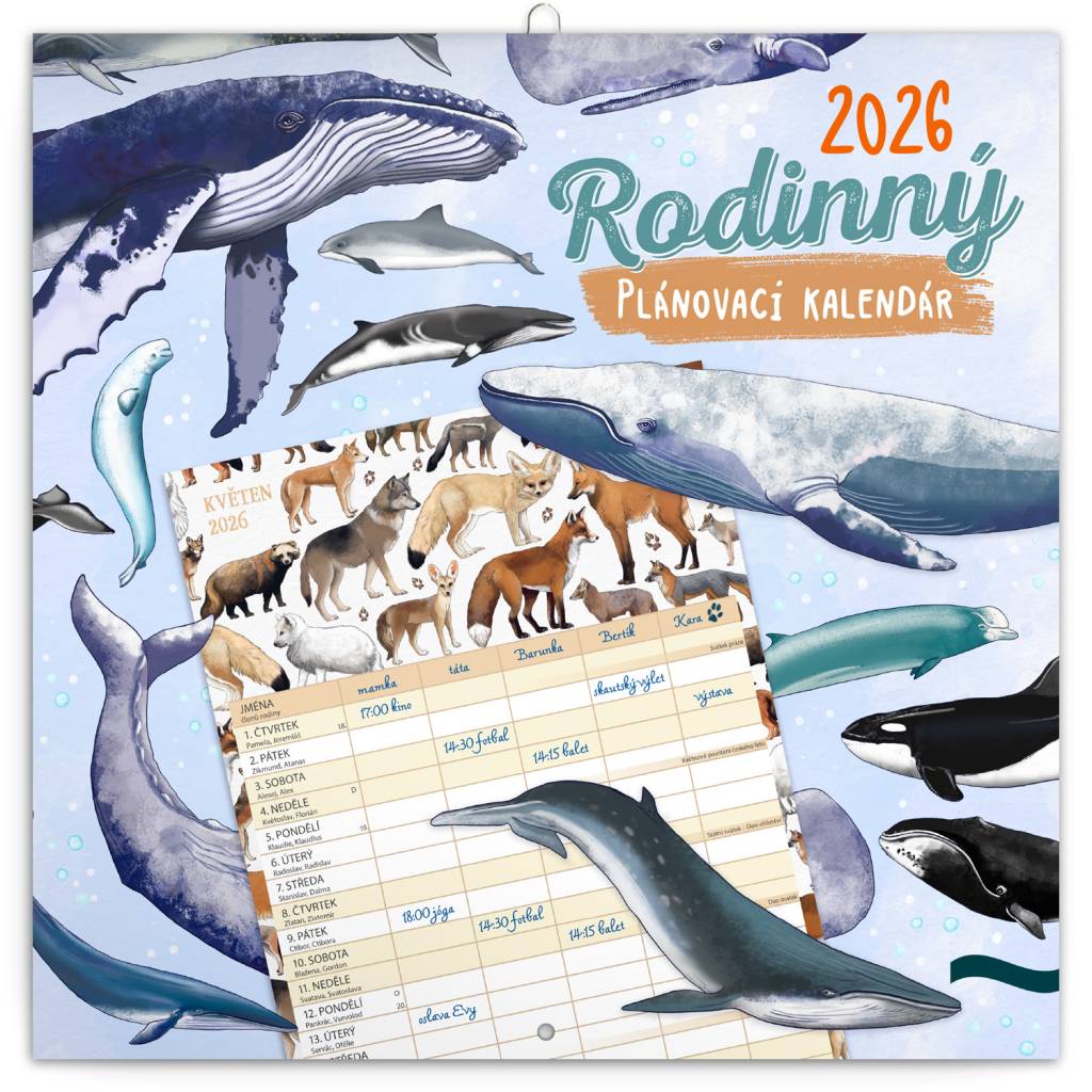 NOTIQUE Rodinný plánovací kalendár Animalium 2026, 30 x 30 cm