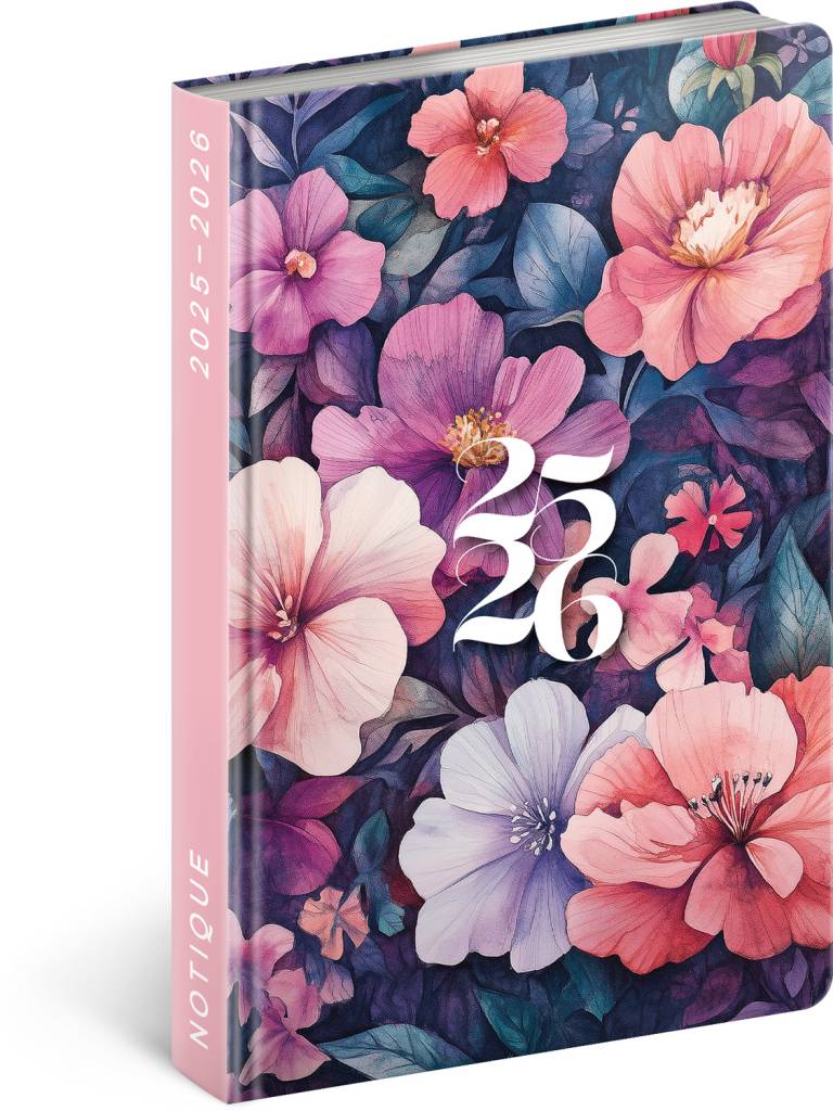 NOTIQUE Špirálový 18-mesačný diár Petito – Kytica 2025/2026, 11 x 17 cm