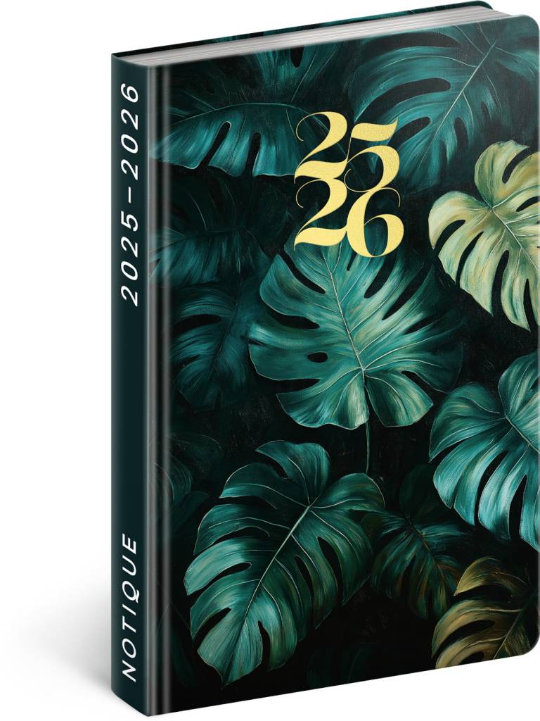 NOTIQUE Špirálový 18-mesačný diár Petito – Monstera 2025/2026, 11 x 17 cm