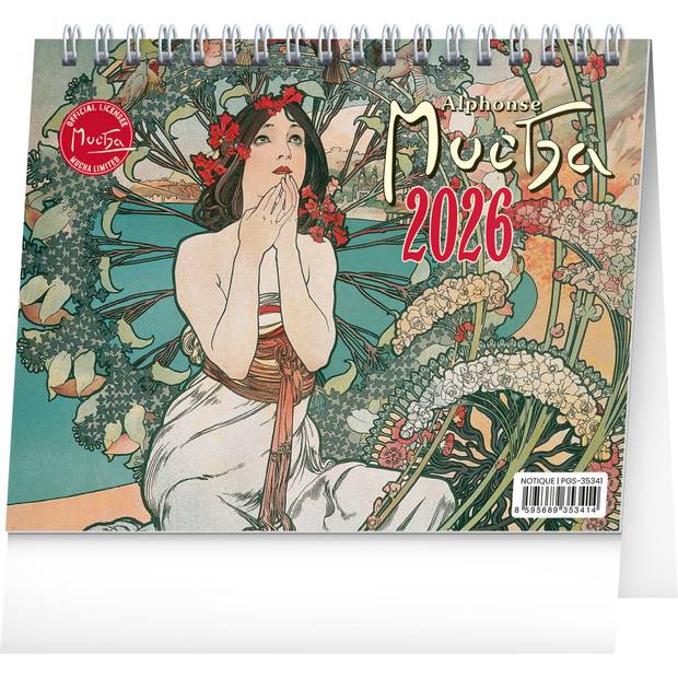 NOTIQUE Stolní kalendář Alfons Mucha CZ 2026, 16,5 x 13 cm NOTIQUE Stolní kalendář Alfons Mucha CZ 2026, 16,5 x 13 cm
