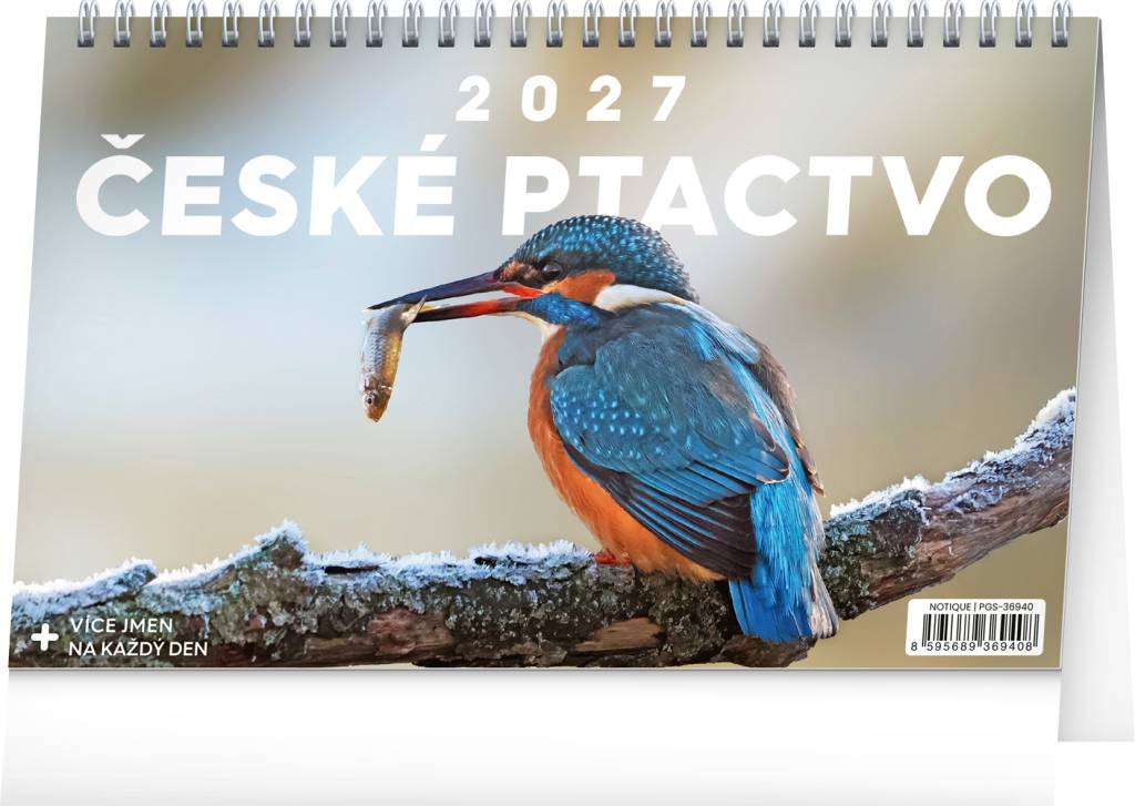 NOTIQUE Stolní kalendář České ptactvo 2027, 23,1 x 14,5 cm