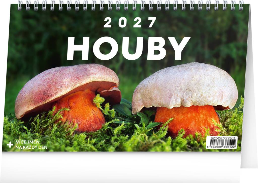 NOTIQUE Stolní kalendář Houby 2027, 23,1 x 14,5 cm