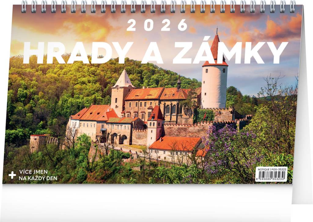NOTIQUE Stolní kalendář Hrady a zámky CZ 2026, 23,1 x 14,5 cm