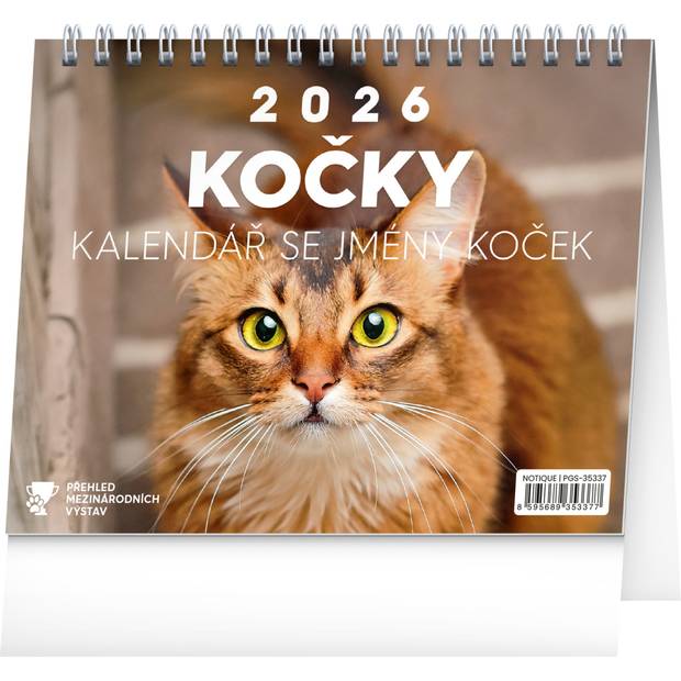NOTIQUE Stolní kalendář Kočky – se jmény koček CZ 2026, 16,5 x 13 cm NOTIQUE Stolní kalendář Kočky – se jmény koček CZ 2026, 16,5 x 13 cm