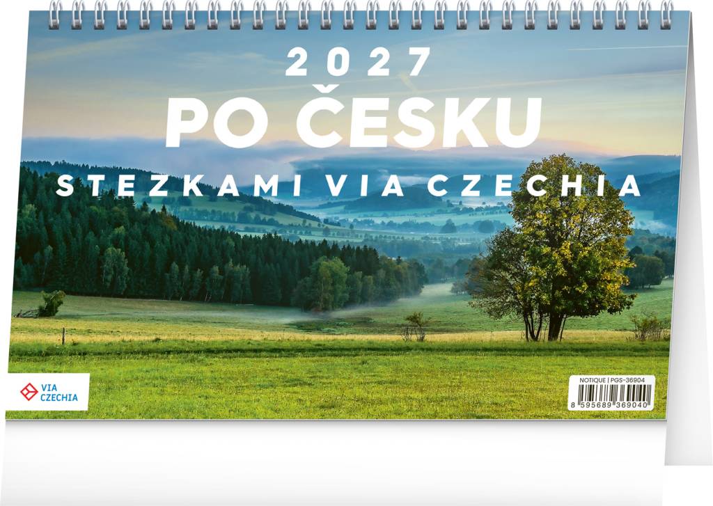 NOTIQUE Stolní kalendář Kolem Česka stezkami Via Czechia CZ 2027, 23,1 x 14,5 cm