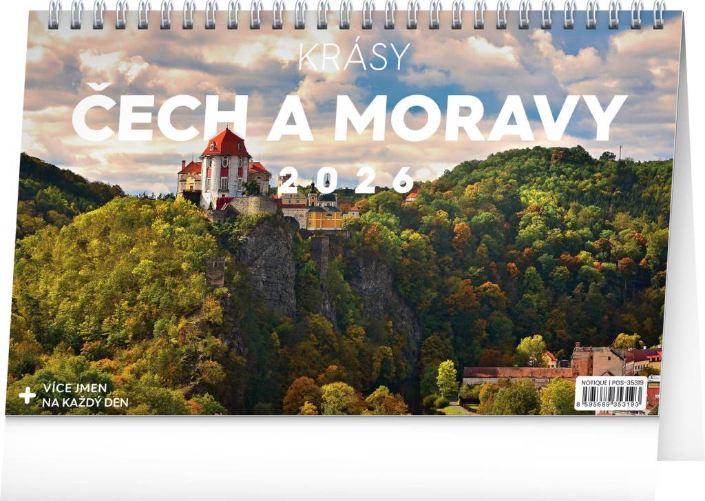NOTIQUE Stolní kalendář Krásy Čech a Moravy CZ 2026, 23,1 x 14,5 cm