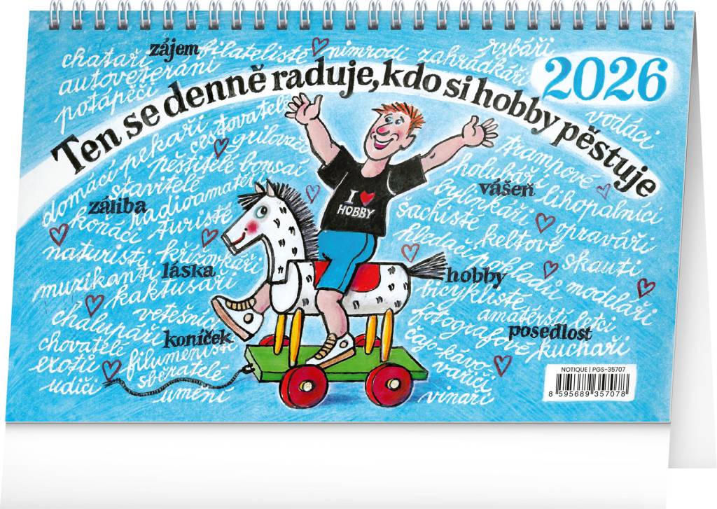 NOTIQUE Stolní kalendář Naše hobby CZ 2026 – Kamila Skopová, 23,1 x 14,5 cm
