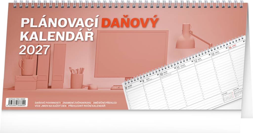 NOTIQUE Stolní kalendář Plánovací daňový CZ 2027, 33 x 14,5 cm