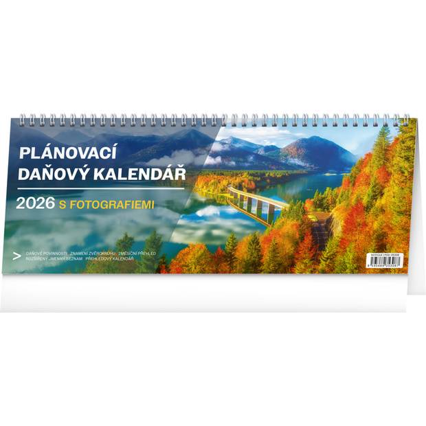 NOTIQUE Stolní kalendář Plánovací daňový s fotografiemi CZ 2026, 33 x 12,5 cm NOTIQUE Stolní kalendář Plánovací daňový s fotografiemi CZ 2026, 33 x 12,5 cm