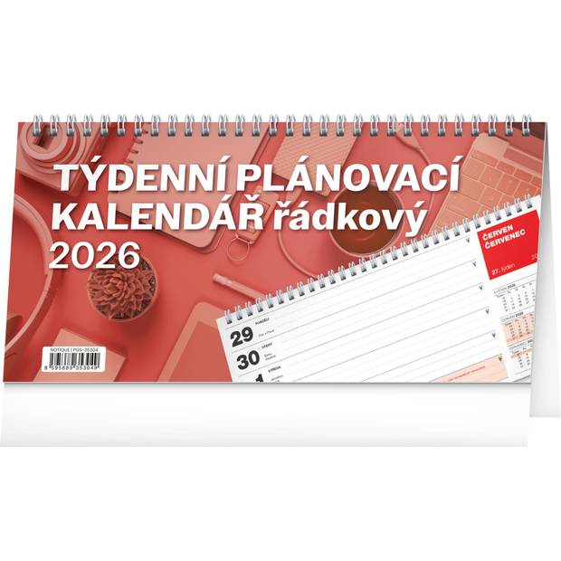 NOTIQUE Stolní kalendář Plánovací řádkový CZ 2026, 25 x 12,5 cm NOTIQUE Stolní kalendář Plánovací řádkový CZ 2026, 25 x 12,5 cm