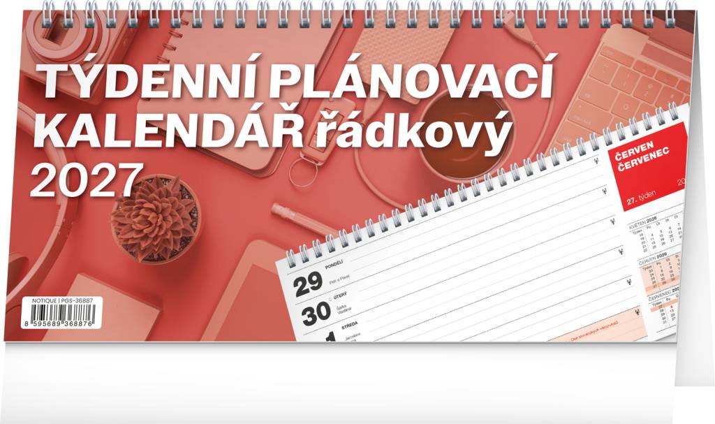NOTIQUE Stolní kalendář Plánovací řádkový CZ 2027, 25 x 12,5 cm
