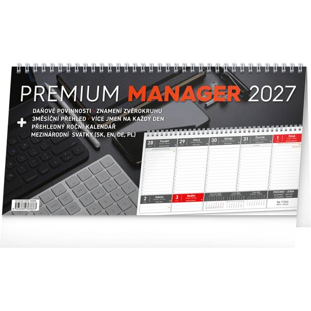 NOTIQUE Stolní kalendář Premium Manager CZ 2027, 32 x 16 cm NOTIQUE Stolní kalendář Premium Manager CZ 2027, 32 x 16 cm