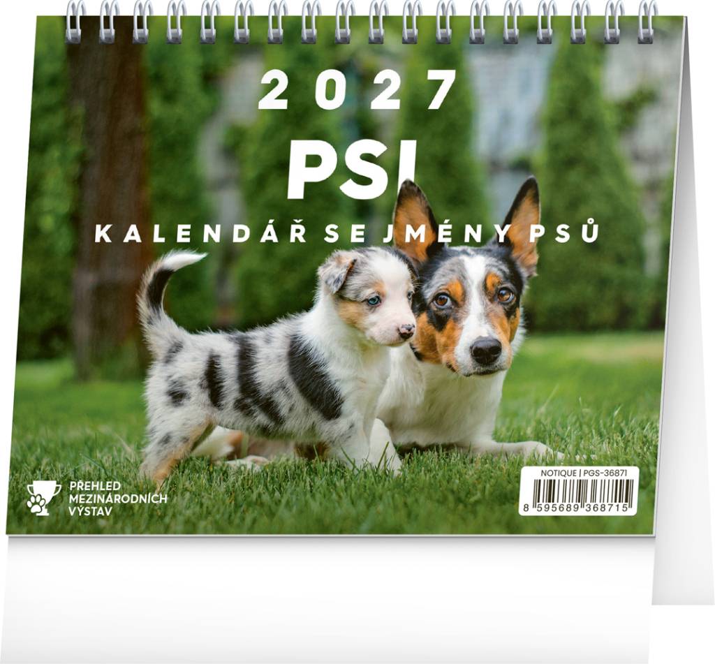 NOTIQUE Stolní kalendář Psi – se jmény psů CZ 2027, 16,5 x 13 cm, 16,5 x 13 cm