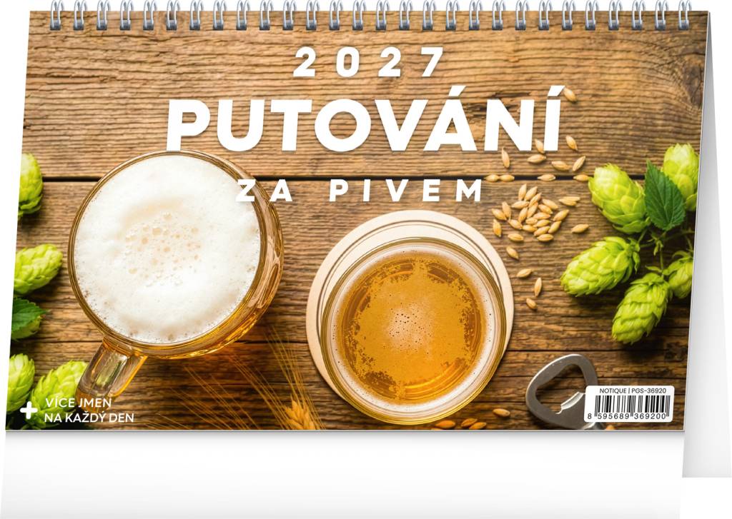 NOTIQUE Stolní kalendář Putování za pivem 2027, 23,1 x 14,5 cm