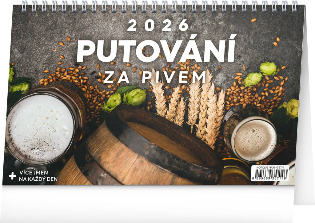 NOTIQUE Stolní kalendář Putování za pivem CZ 2026, 23,1 x 14,5 cm
