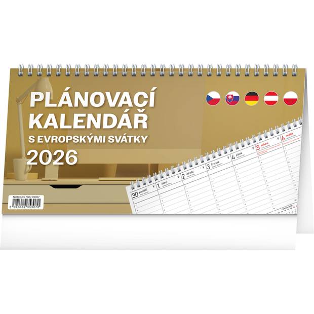 NOTIQUE Stolní kalendář s evropskými svátky CZ 2026 25 x 12,5 cm NOTIQUE Stolní kalendář s evropskými svátky CZ 2026 25 x 12,5 cm