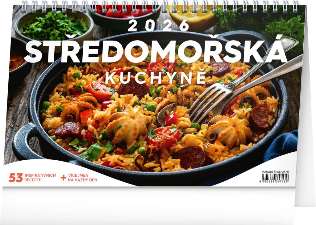 NOTIQUE Stolní kalendář Středomořská kuchyně CZ 2026, 23,1 x 14,5 cm