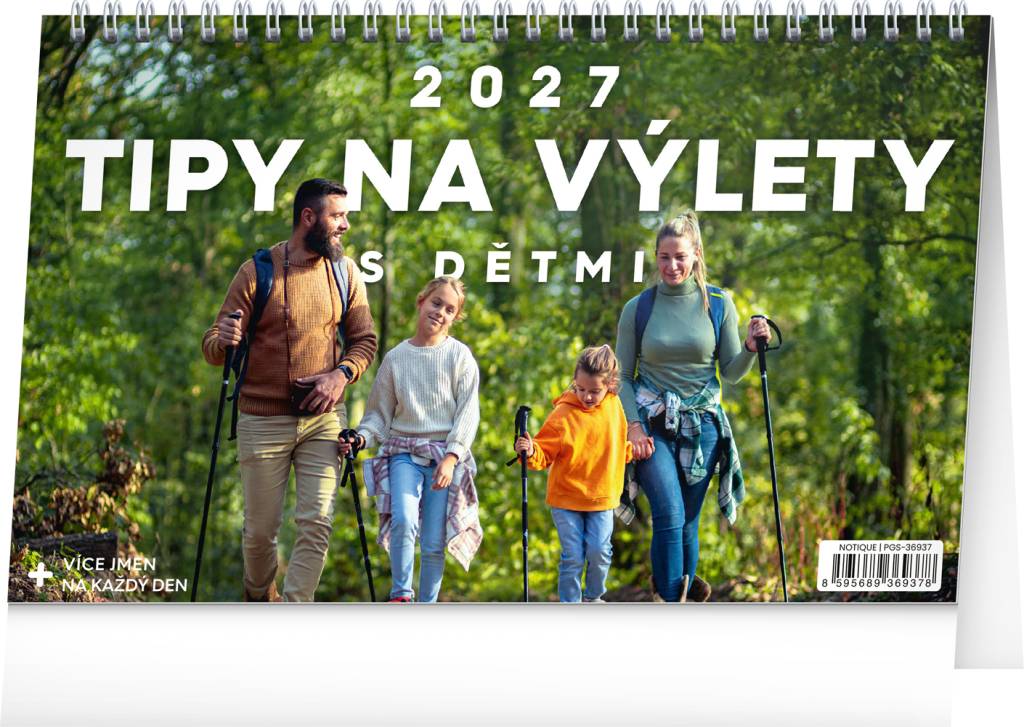 NOTIQUE Stolní kalendář Tipy na výlety s dětmi 2027, 23,1 x 14,5 cm