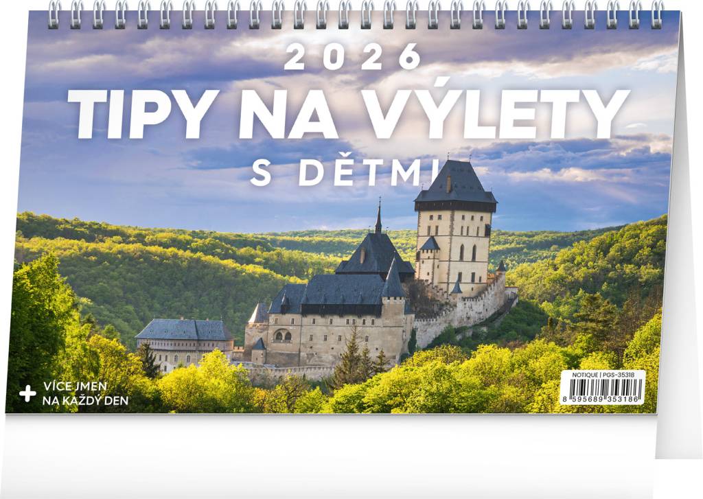 NOTIQUE Stolní kalendář Tipy na výlety s dětmi CZ 2026, 23,1 x 14,5 cm
