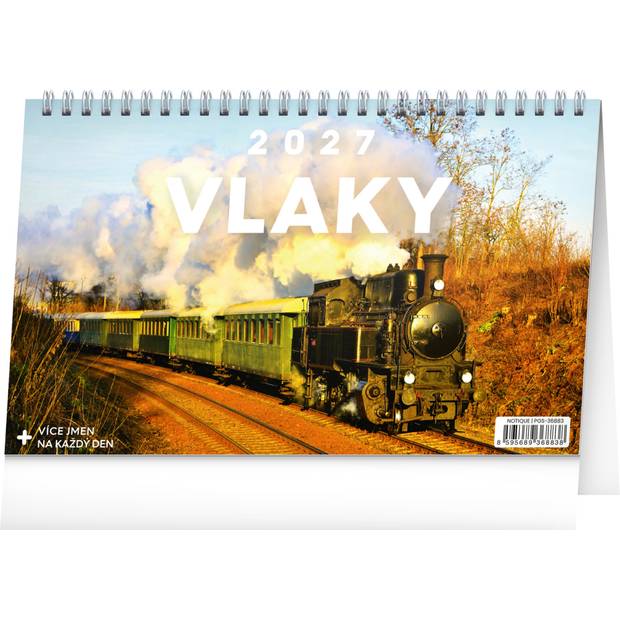 NOTIQUE Stolní kalendář Vlaky CZ 2027, 23,1 x 14,5 cm NOTIQUE Stolní kalendář Vlaky CZ 2027, 23,1 x 14,5 cm