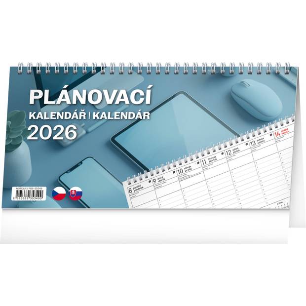NOTIQUE Stolový kalendár Plánovací CZ/SK 2026, 25 x 12,5 cm NOTIQUE Stolový kalendár Plánovací CZ/SK 2026, 25 x 12,5 cm