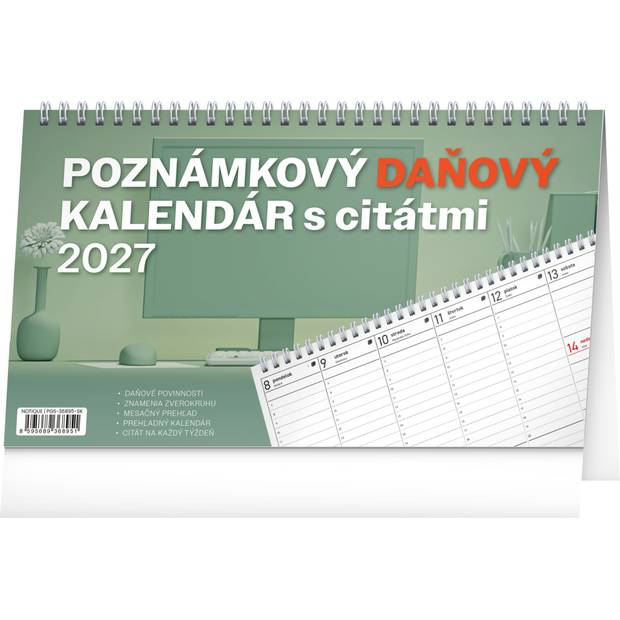 NOTIQUE Stolový kalendár Poznámkový daňový s citátmi 2027, 25 x 14,5 cm NOTIQUE Stolový kalendár Poznámkový daňový s citátmi 2027, 25 x 14,5 cm