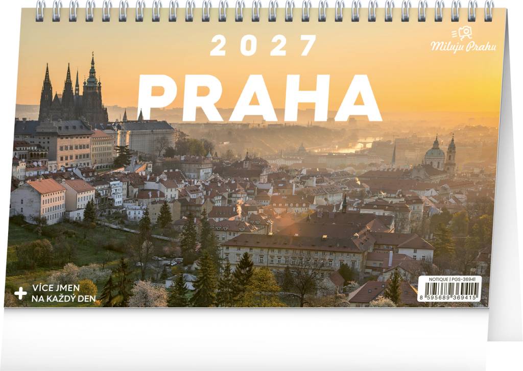 NOTIQUE Stolový kalendár Praha – Milujem Prahu CZ 2027, 23,1 x 14,5 cm
