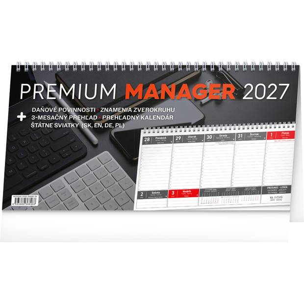 NOTIQUE Stolový kalendár Premium Manager 2027, 32 x 16 cm NOTIQUE Stolový kalendár Premium Manager 2027, 32 x 16 cm