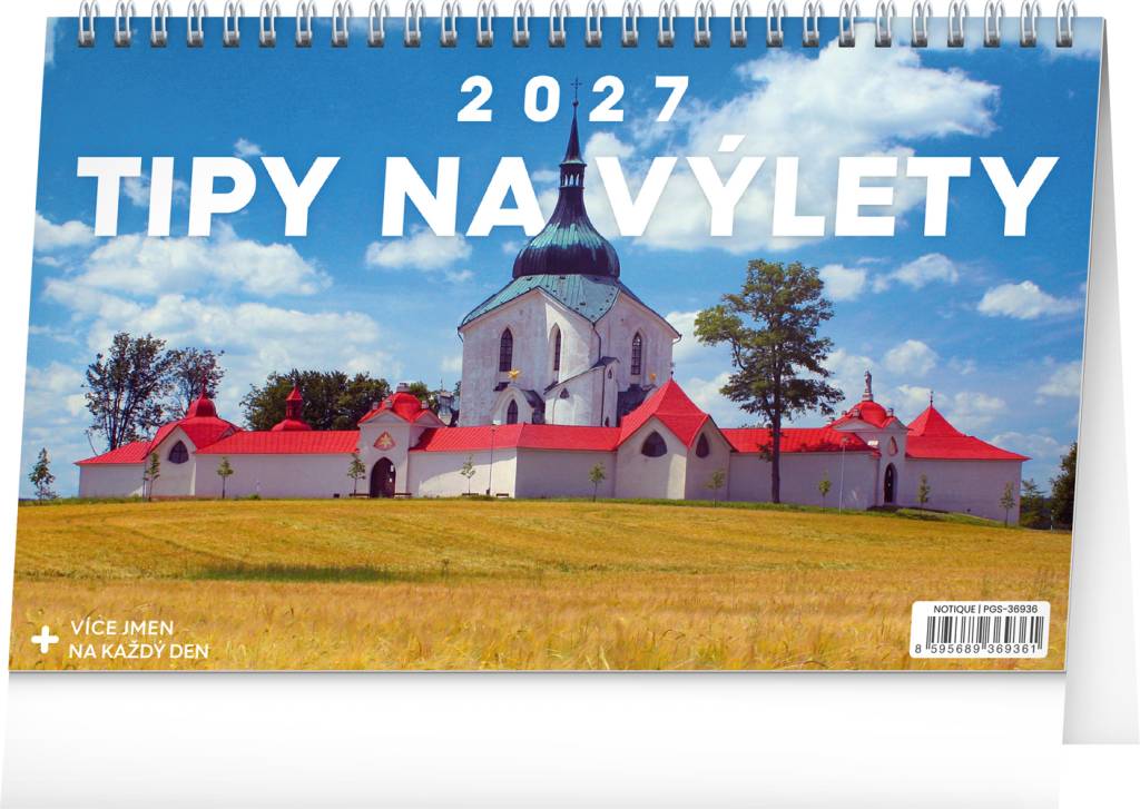 NOTIQUE Stolový kalendár Tipy na výlety CZ 2027, 23,1 x 14,5 cm