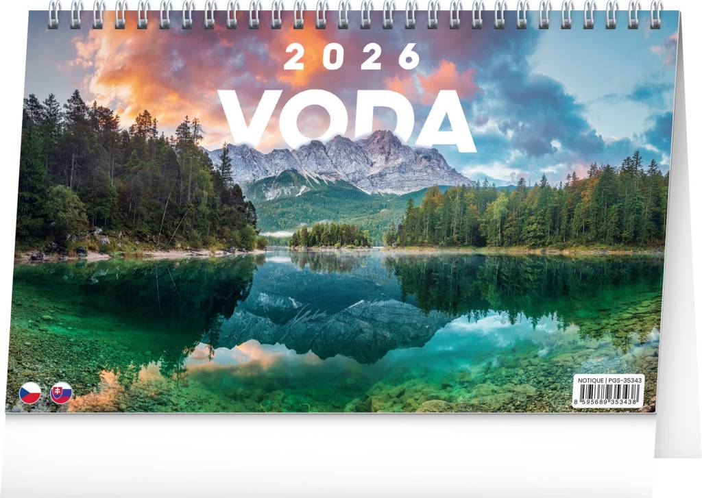 NOTIQUE Stolový kalendár Voda CZ/SK 2026, 23,1 x 14,5 cm