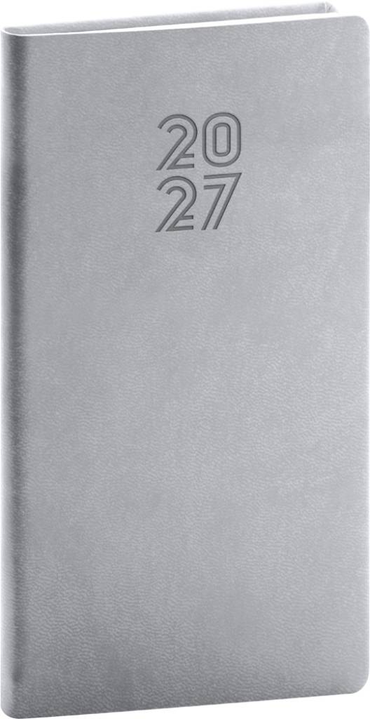 NOTIQUE Vreckový diár Aprint 2027, sivý, 9 x 15,5 cm