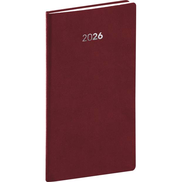 NOTIQUE Vreckový diár Balakon 2026, bordový, 9 x 15,5 cm NOTIQUE Vreckový diár Balakon 2026, bordový, 9 x 15,5 cm