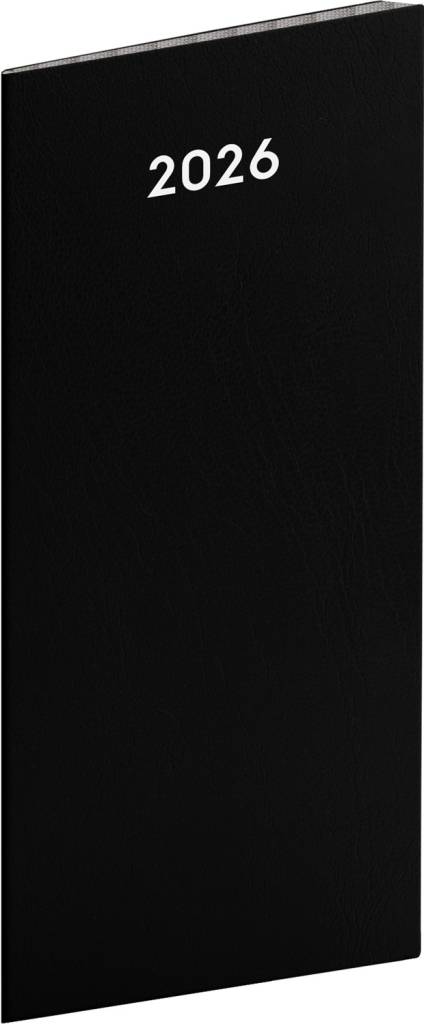NOTIQUE Vreckový diár Čierny 2026, plánovací mesačný, 8 x 18 cm