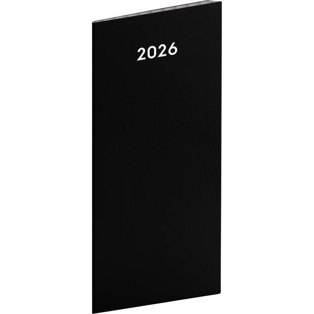 NOTIQUE Vreckový diár Čierny 2026, plánovací mesačný, 8 x 18 cm NOTIQUE Vreckový diár Čierny 2026, plánovací mesačný, 8 x 18 cm