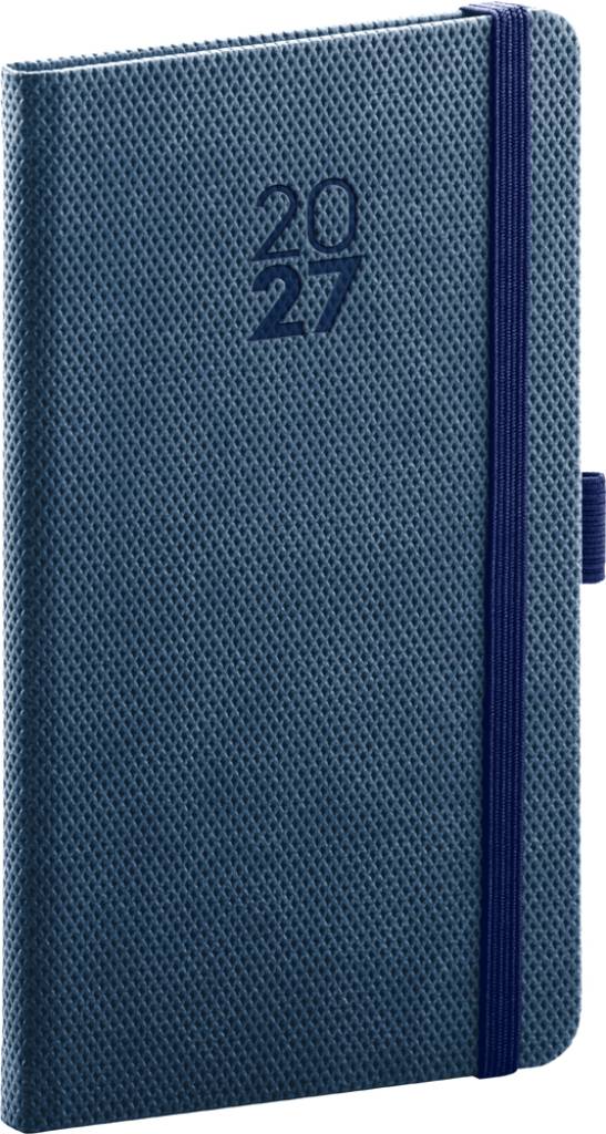 NOTIQUE Vreckový diár Diamante 2027, modrý, 9 x 15,5 cm