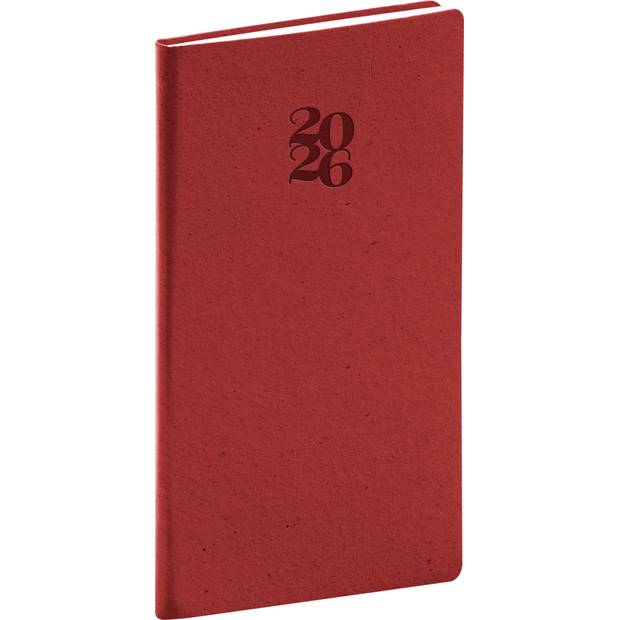 NOTIQUE Vreckový diár Essenza 2026, čerešňa, 9 x 15,5 cm NOTIQUE Vreckový diár Essenza 2026, čerešňa, 9 x 15,5 cm