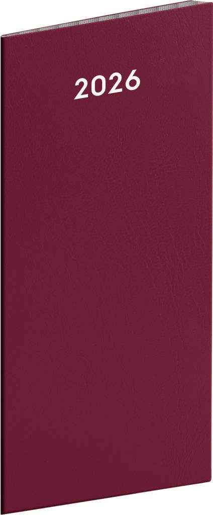 NOTIQUE Vreckový diár Vínový 2026, plánovací mesačný, 8 x 18 cm