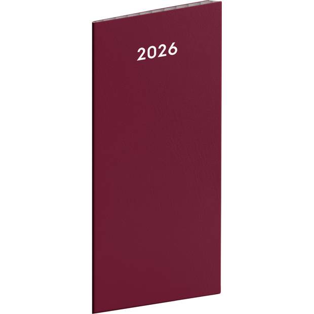 NOTIQUE Vreckový diár Vínový 2026, plánovací mesačný, 8 x 18 cm NOTIQUE Vreckový diár Vínový 2026, plánovací mesačný, 8 x 18 cm