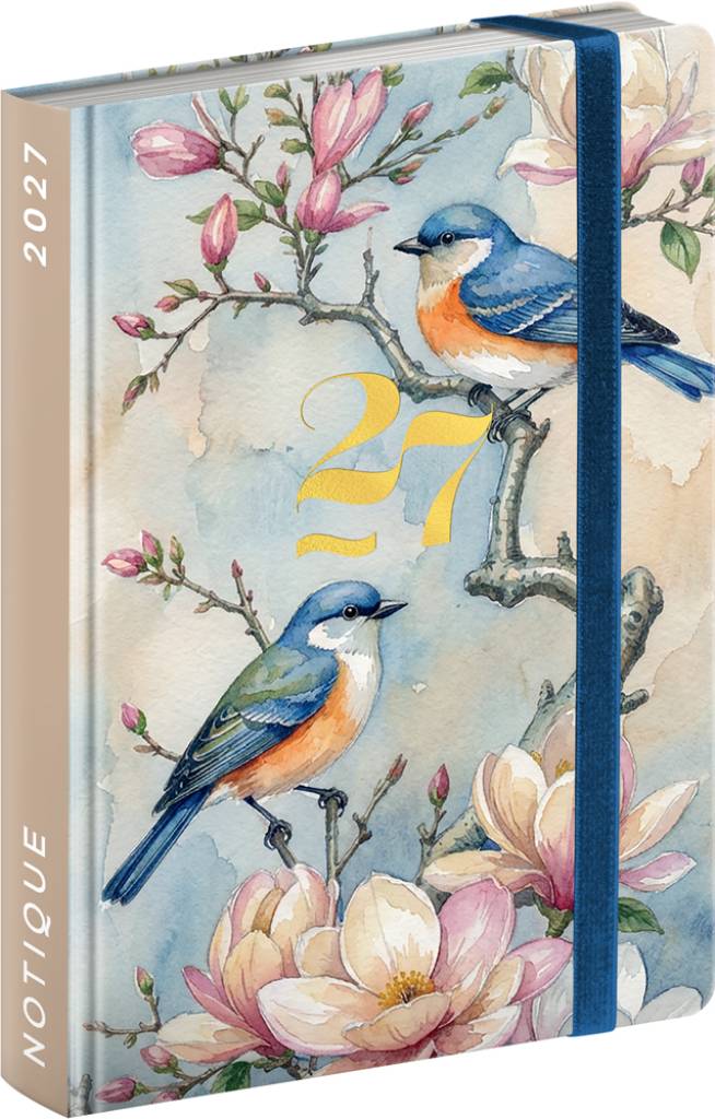 NOTIQUE Weekly Purse size planner Birds 2027, 9,8 x 14,5 cm