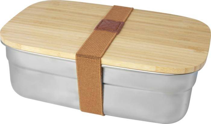 Obedová krabička z nerezovej ocele s bambusovým uzáverom Tite, sivá